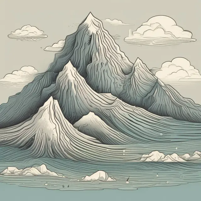 Two structures represent fixed and variable annuities: a mountain signifies stable, guaranteed payments, while a wave embodies flexible, potentially higher returns.