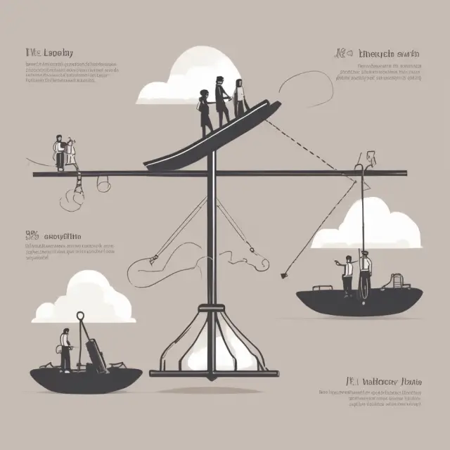 A seesaw illustrating the difference between employer-assumed risks in defined benefit plans and employee-controlled investments in variable benefit plans.