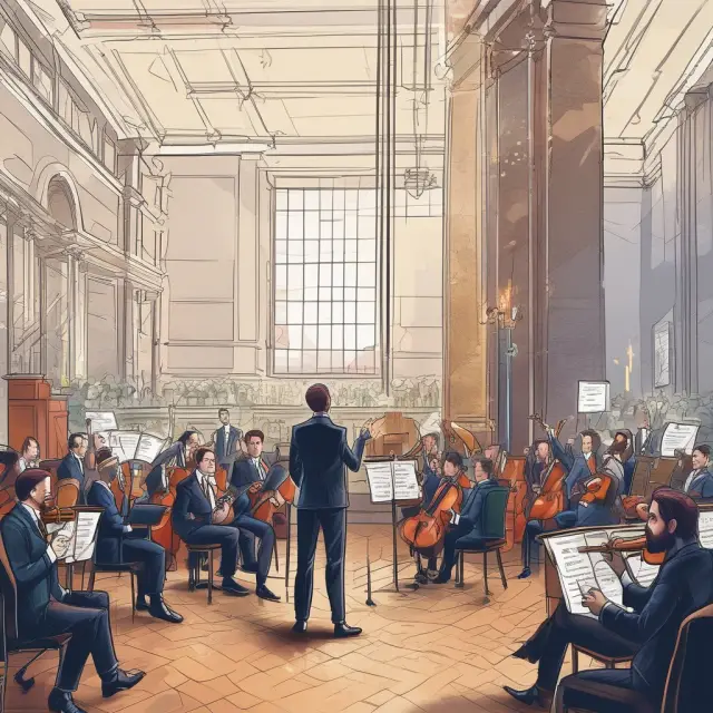 A conductor leading an orchestra of technology tools and data sources in managing institutional investors