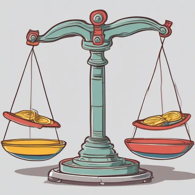 A balance scale comparing variable costs and sales revenues to illustrate profitability and operational efficiency