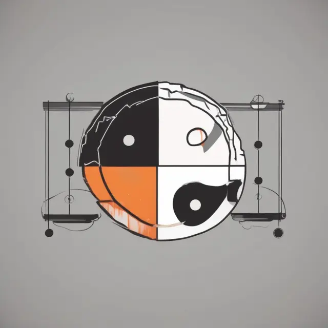 Scales illustrating a yin-yang balance between variable costs (lower side) and sales revenues (higher side), symbolizing the concept of a low variable cost ratio