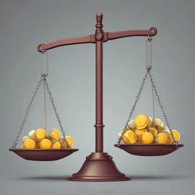Balance scale comparing net sales to variable costs for determining profitability.