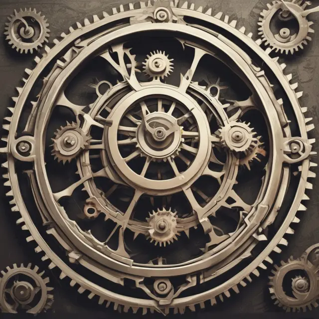 Uneven gear cogs on a clock illustrating variable overhead efficiency variance in manufacturing operations