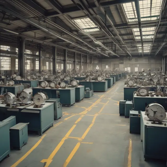 An image of a bustling manufacturing floor where the clock ticks faster than the workers, illustrating inefficiencies related to Variable Overhead Efficiency Variance in capacity planning.
