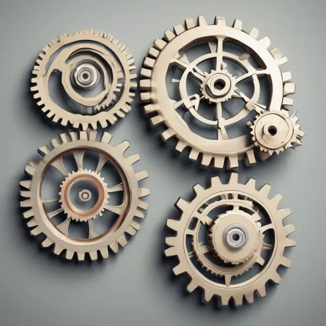 Gears turning efficiently versus overheating, representing favorable vs unfavorable variance in production costs