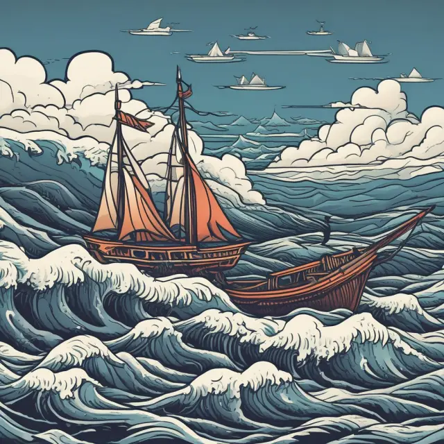 An image of a turbulent sea representing market conditions, an anchor for fixed premiums, and a sailboat symbolizing downside risks and limited profit potential.