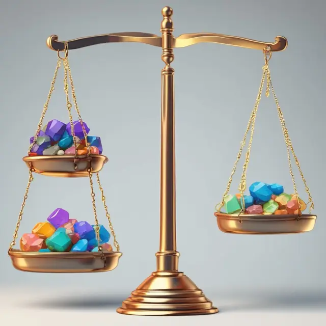 Image of gemstones on a scale representing variable costs in financial analysis