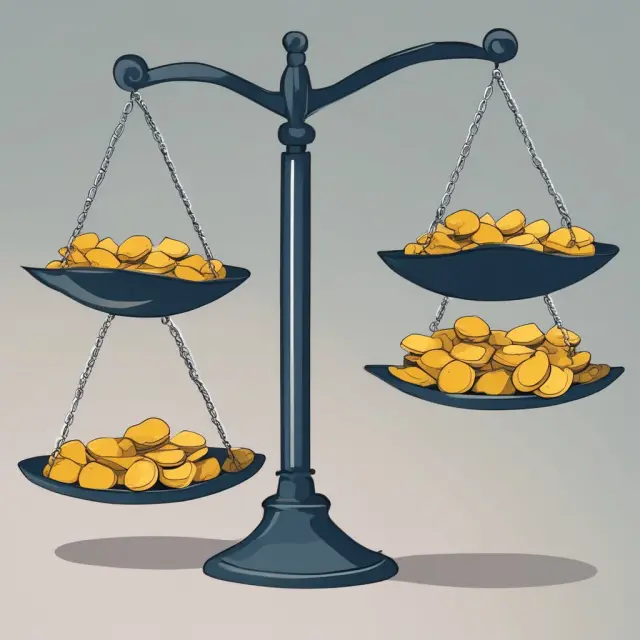 Two scales: variable costs rising while fixed costs remain constant - representing financial performance evaluation