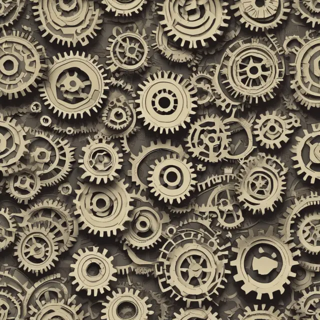 Image of interconnected gears representing complex business processes, depicting the challenge of assessing variable costs in a dynamic and visually engaging manner