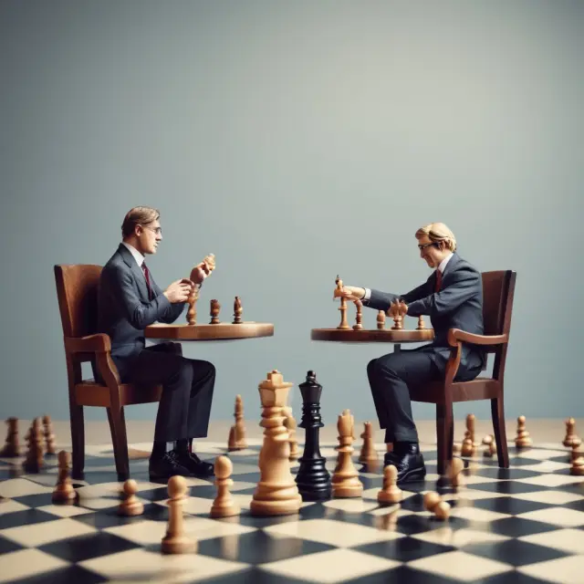 An investor and the tax man sit at a chessboard, exchanging Variable Coupon Renewable Notes representing strategic financial planning and tax implications.