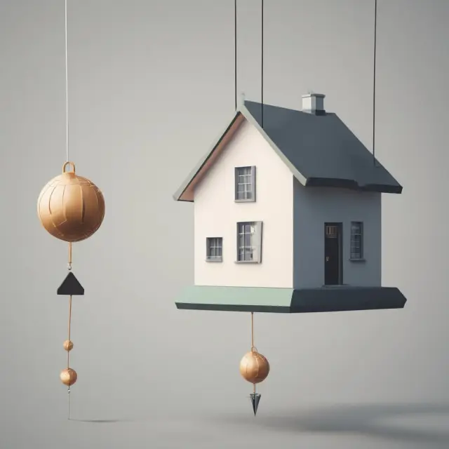 Image of a pendulum swinging between low and high interest rate values, illustrating an adjustable-rate mortgage