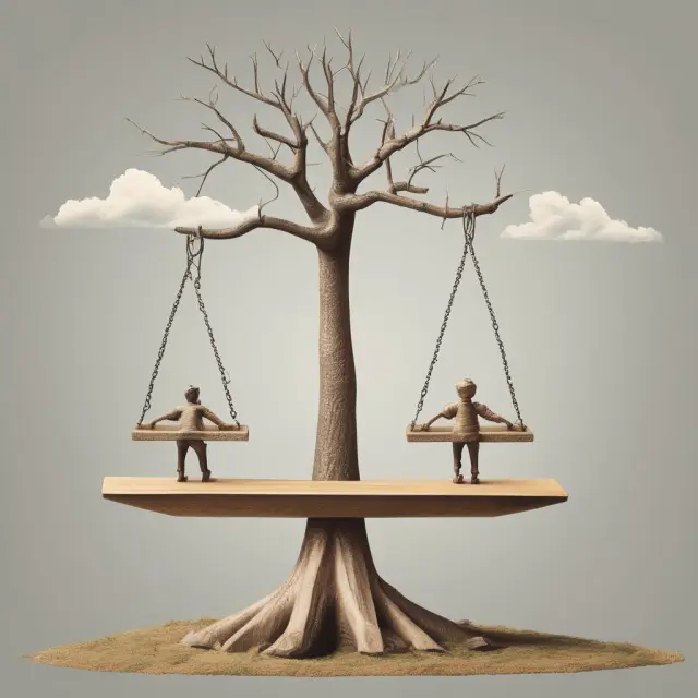 Hand in balance weighing two life insurance policies and investment funds, representing management fees and premium payments