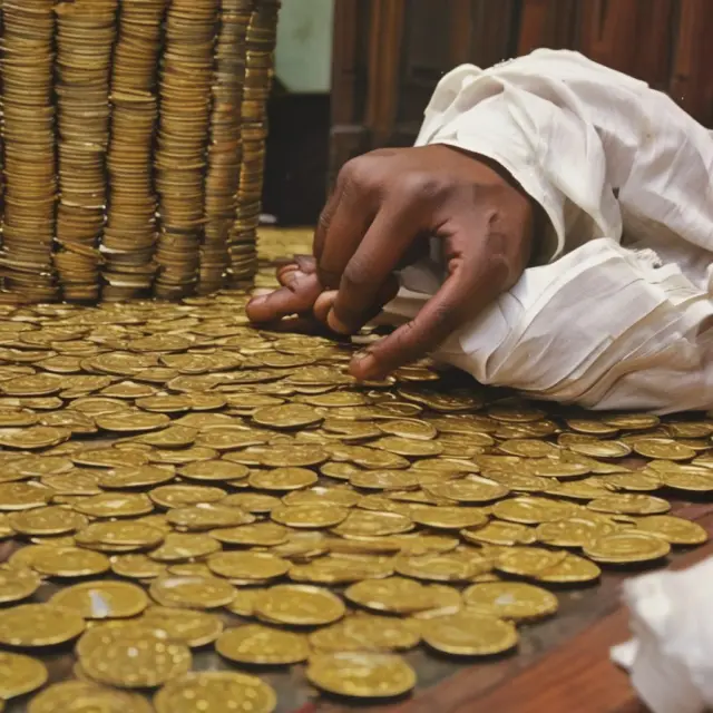 A taxman skillfully weaving gold coins from a bundle of Variable Universal Life (VUL) insurance policies, symbolizing the tax advantages and growth potential