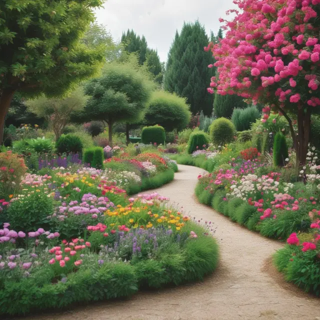 A vibrant garden showcasing flowers symbolizing investments with different heights (risks & returns), indicating the importance of variance in financial analysis.
