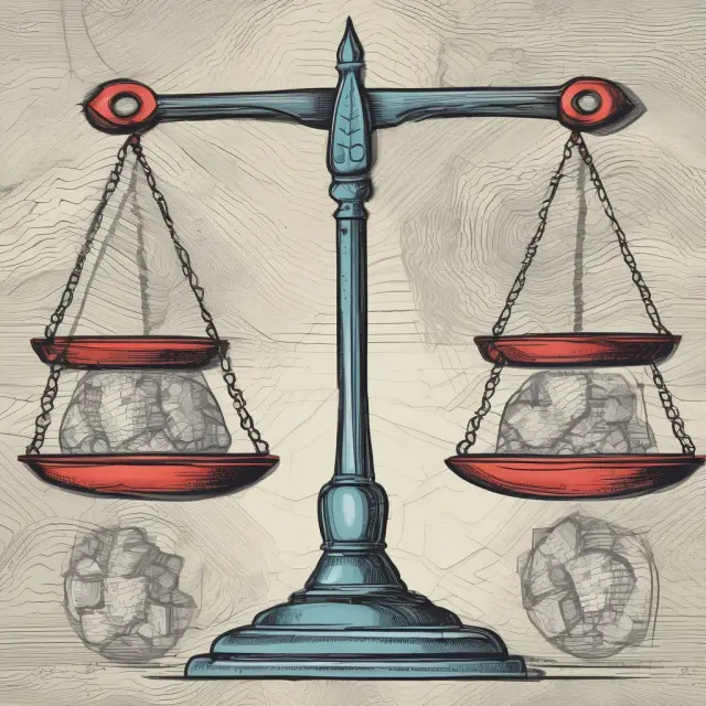 Scales representing variance and volatility swaps balanced on a platform, with one scale tilting to depict the difference in their payout structures