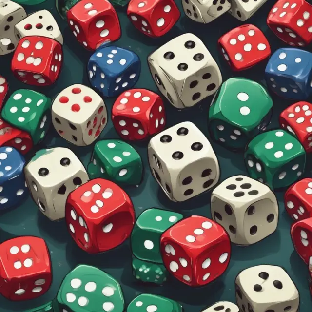 A gambler rolling dice representing asset price volatility and stability while considering the risk factors associated with variance swaps