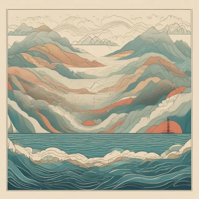 An abstract representation of interest rate dynamics with rivers symbolizing drift and convergence towards equilibrium (mean)