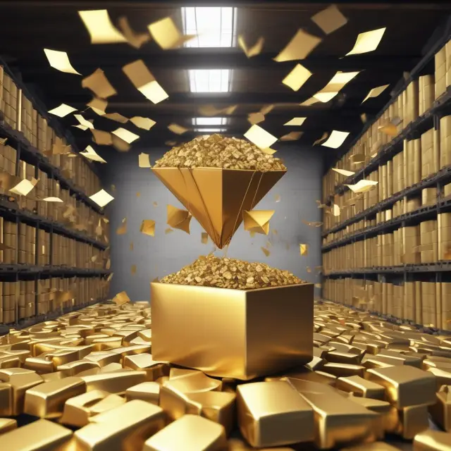 Vault receipt soaring above gold bars in a secure warehouse, representing the benefits of cost savings and convenience for commodity trading