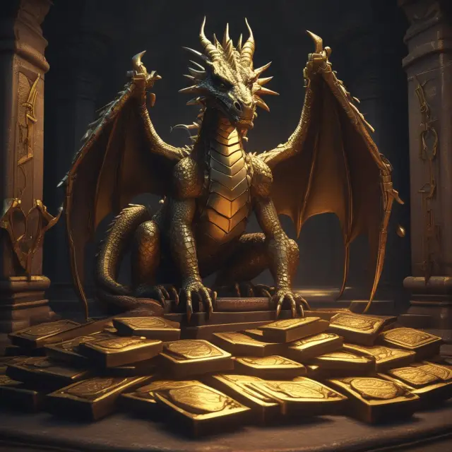 Dragon guarding gold bars, representing risks of storage fees and counterparty failure in vault receipt investments