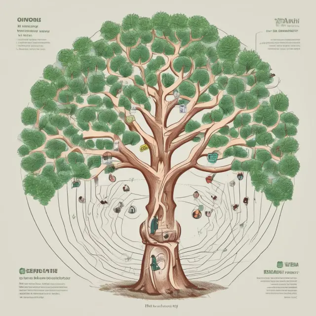 A maze-like path symbolizing VEBA funding (employees & employers), leading to a flourishing tree representing employee benefits