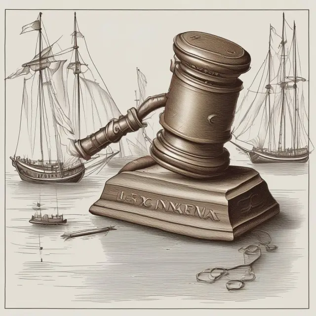 Thorstein Veblen symbolically tapping a gavel on a luxury yacht amidst other status symbols, representing the appeal of exclusivity and increasing demand for Veblen goods