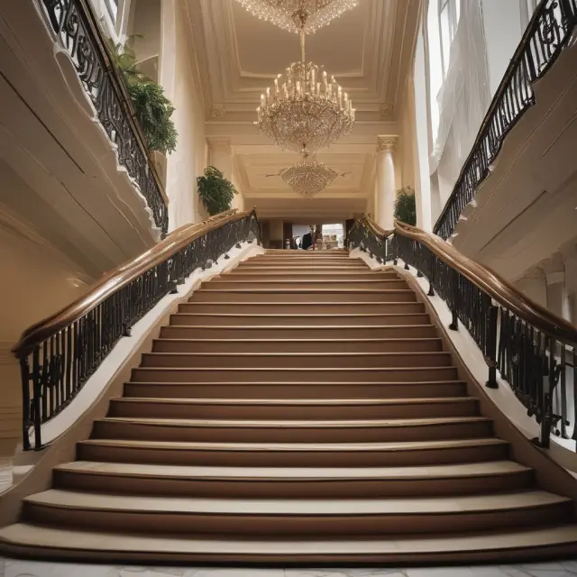 A creative image showing luxury goods arranged in a staircase formation, with each step representing an increase in price and corresponding rise in demand based on the Veblen good concept.