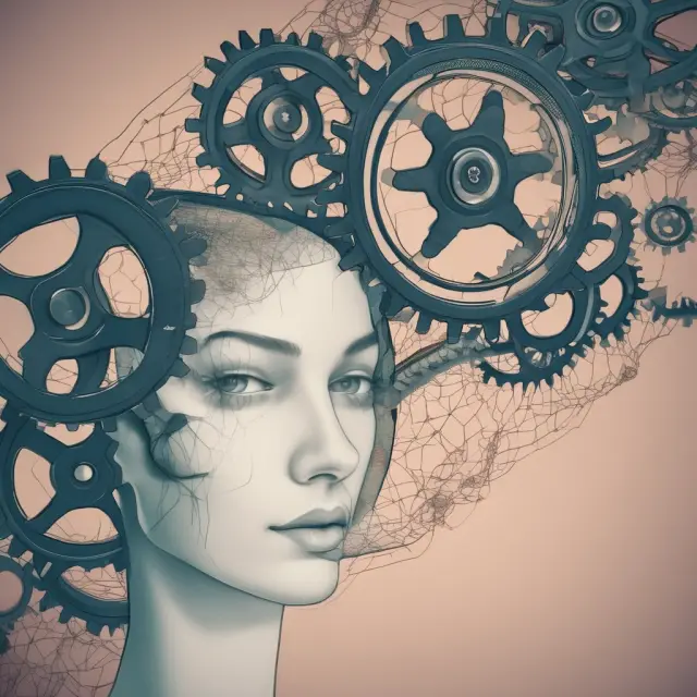 Gears symbolizing business processes, a veil lifts to reveal transparency and efficiency on the VeChain platform