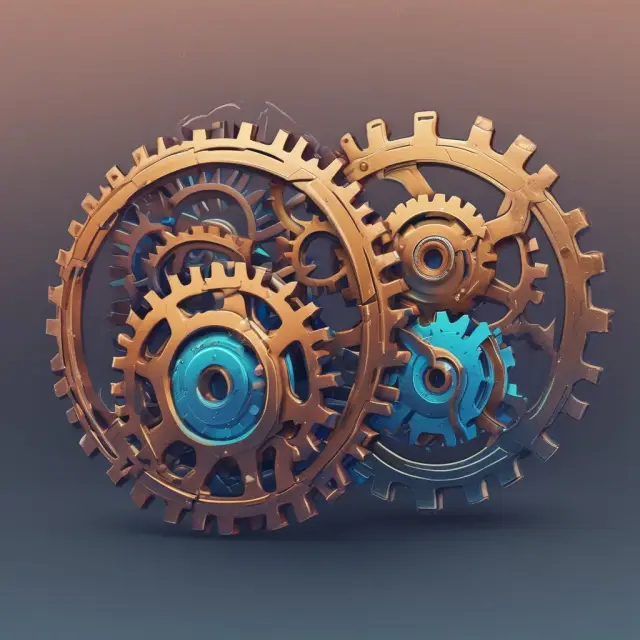 Two gears symbolizing VET (value token) and VTHO (energy token) in VeChain