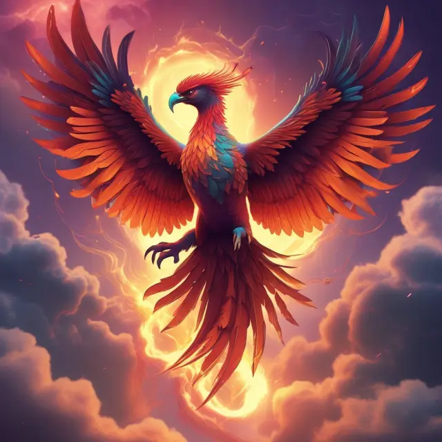 Phoenix carrying IoT devices and dApps, symbolizing VeChain