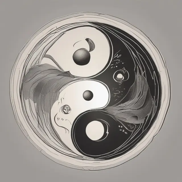 Two interconnected yin-yang symbols representing long and short options balanced to achieve vega neutrality