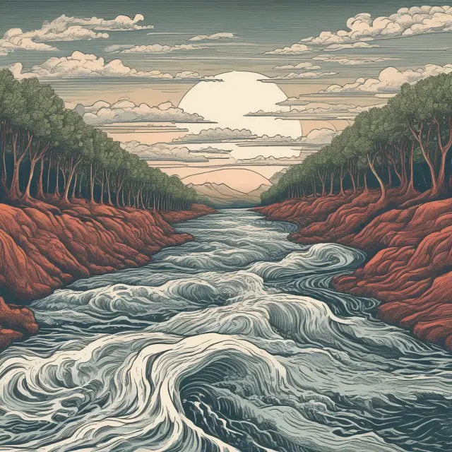 Image: Volatility (river) flowing into a sea of options (ocean), representing their interconnectedness through Vega.