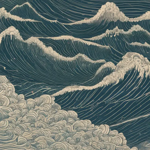 Imagery of volatility waves representing implied volatility impact on option price sensitivity (Vega)
