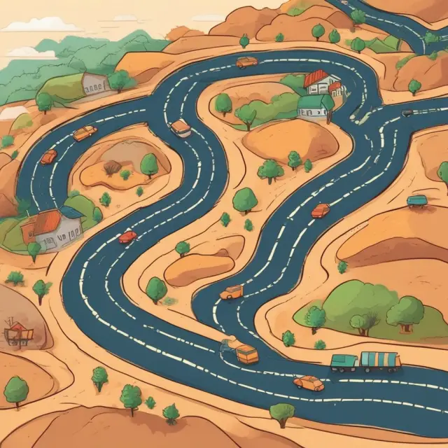 A vintage car traveling on winding roads symbolizes the Road Fund