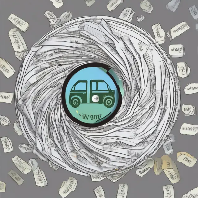 Digital wind blowing away paper tax discs, symbolizing the shift to electronic recordkeeping and reduced CO₂ emissions in VED.