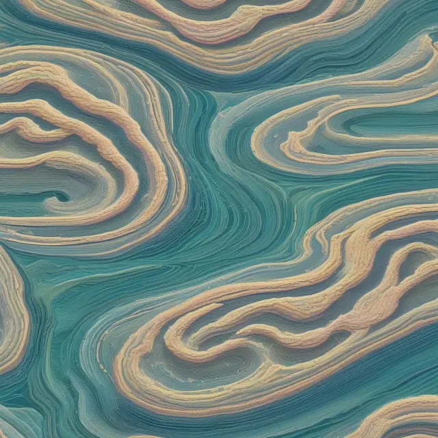 A visualization of monetary supply factors influencing velocity in an economy. Swirling rivers represent M1, M2, and M3 merging into a single ocean.