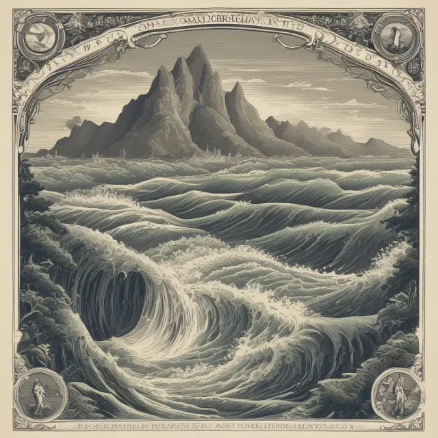 A flowing river representing velocity of money, with a tide turning symbolizing economic shifts