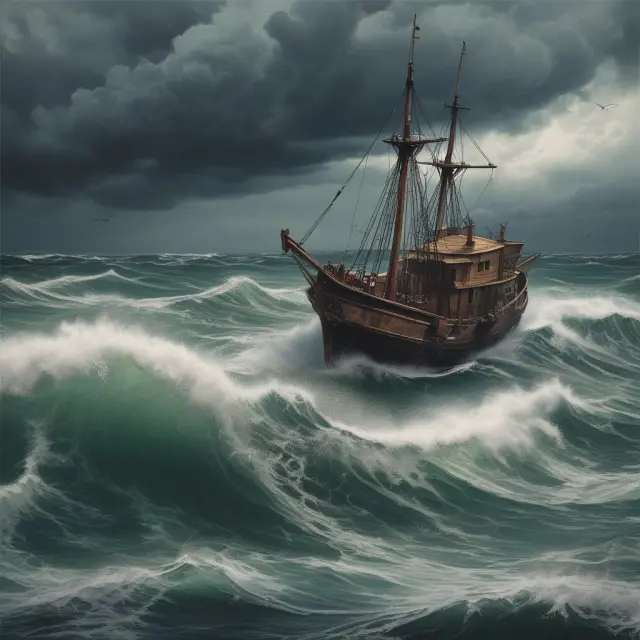 Image of a turbulent sea symbolizing subordinated debt with boats representing vendor notes
