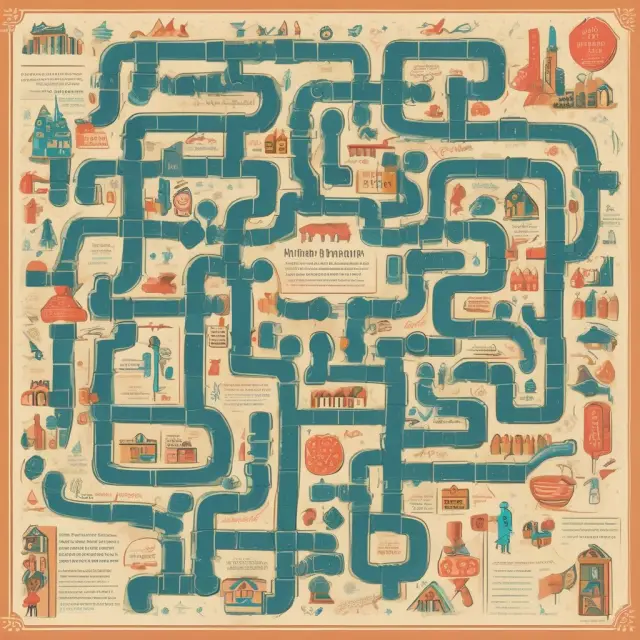 Imagery of a labyrinth with clear signposts labeled 