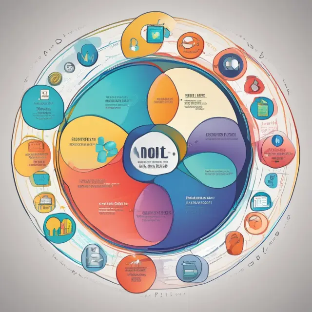 Vividly colored software tools arranged within a Venn diagram, symbolizing streamlined financial analysis.