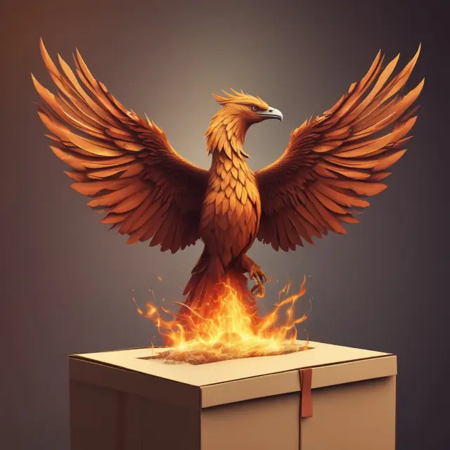 Image of a mythical Phoenix emerging from a donation box, illustrating the transformative power and sustainable impact of venture philanthropy