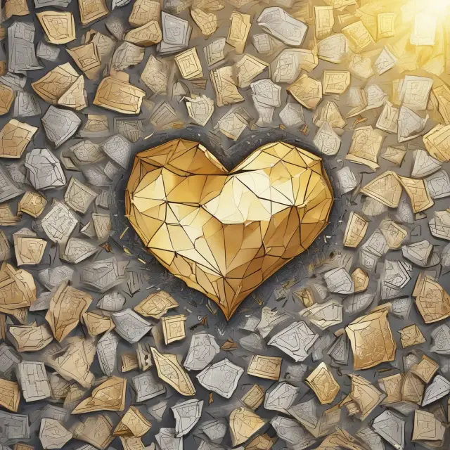 A comparison of venture philanthropy and impact investing: A golden heart representing non-financial support, vs. a diamond in the rough symbolizing financial returns.