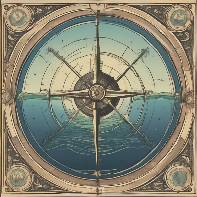 An investor holding a compass representing Venture Capital Trusts navigates the sea of investment opportunities, with eligibility criteria serving as anchors and tax benefits shining like stars.