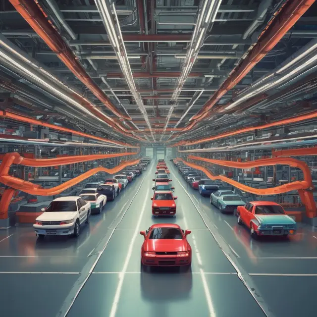 Conveyor belt producing cars with varying features - versioning in the automotive industry