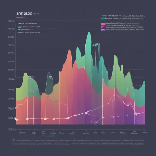An image of a thriving vertical line chart garden with advantages represented as lush, green data points and disadvantages as wilted, brown data points