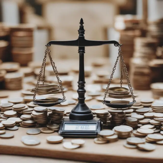 Two scales weighing financial performance of XYZ Corporation against industry averages