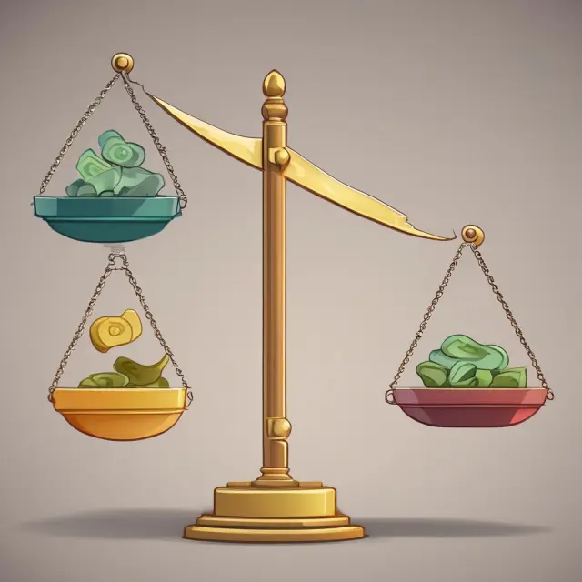 Visualization of the ability-to-pay principle in a progressive tax system, with two scales representing different income levels and their corresponding abilities to pay