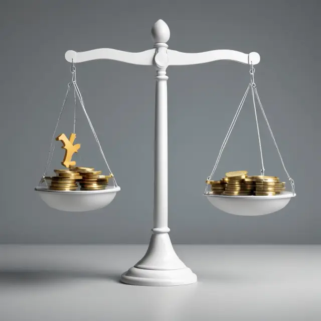 Image of scales balanced between individuals under progressive and proportional taxation systems, illustrating the concept of vertical equity.