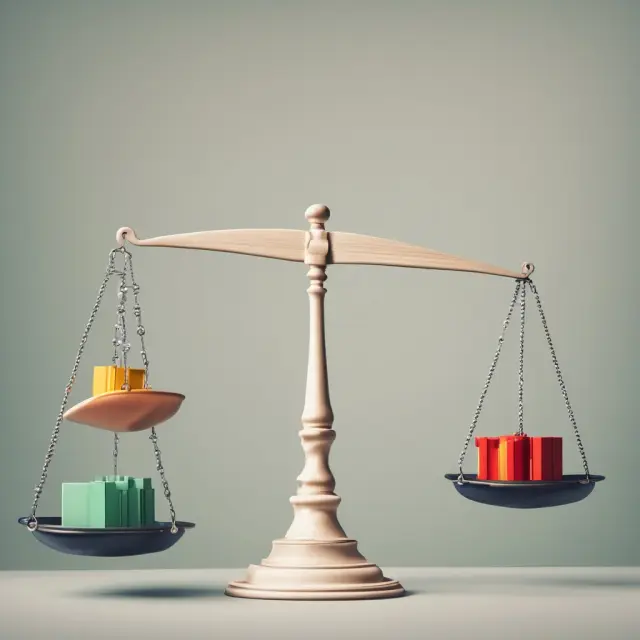 Two balanced scales representing income levels; one has a heavier weight to symbolize higher tax liability under vertical equity.