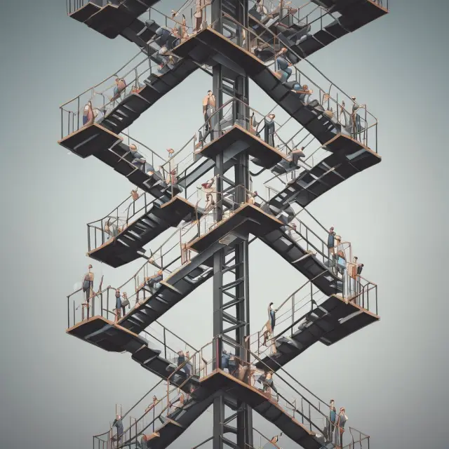 A company scaling a ladder, each rung representing an integrated stage: from raw materials to manufacturing and distribution