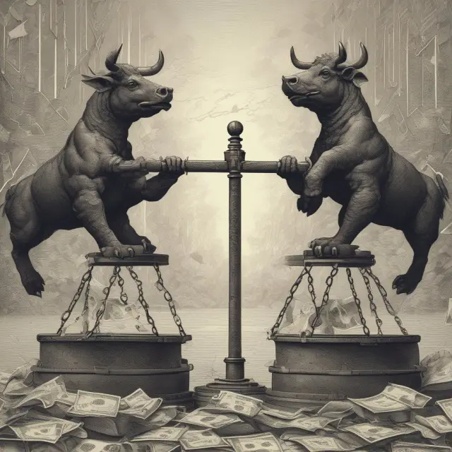 Bull and bear scales demonstrating the impact of net debits on potential profits and losses for vertical spreads